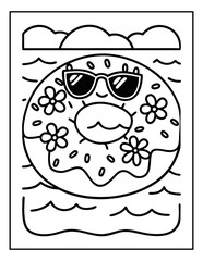 vector illustration of groovy summer coloring pages