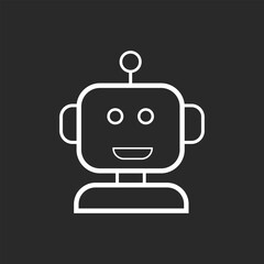 Obraz premium Chatbot Face black and white background Icon – Virtual Assistant Bot Communication icon, Vector sign, Symbol, logo illustration. Vector graphics for Presentation and other