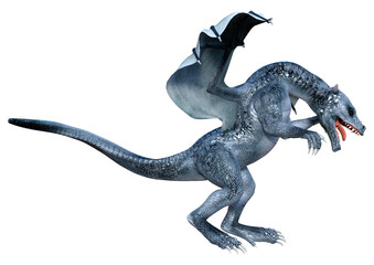 3D Rendering Fairy Tale Dragon on White