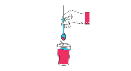 Obraz premium Adding a spoonful of sweetness to a colorful beverage creates a delightful drink experience