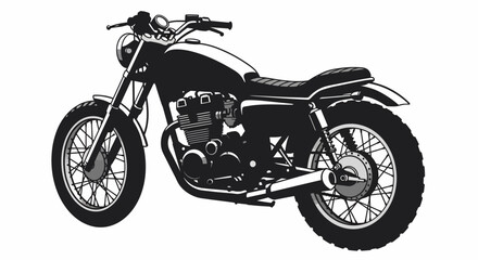 Obraz premium Monochrome Illustration of a Classic Motorcycle with Detailed Engine and Spoked Wheels