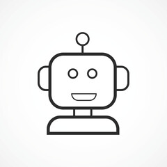 Obraz premium Chatbot Face Outline Icon – Virtual Assistant Bot Communication, Vector sign, Symbol, logo illustration. Vector graphics for Presentation and other