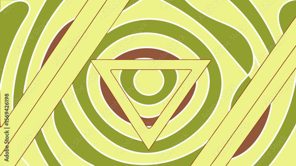 Poster abstract geometric pattern with concentric circles and intersecting triangles in earthy tones