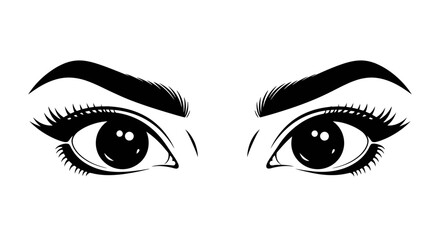 Expressive Eyes: Detailed Black and White Vector Illustration