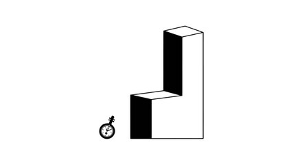 Minimalist Block Shape with Time Icon on White