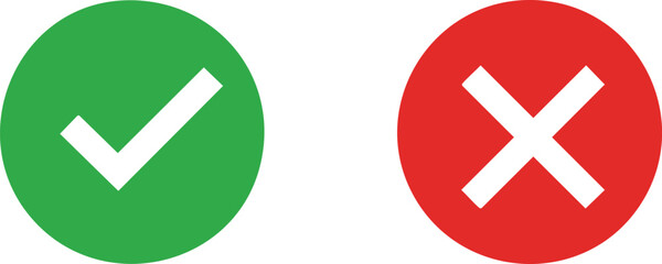 Obraz premium PrintGreen Check and Red X Icons – Minimal Confirmation & Error Symbols for UI Feedback, Branding, and Visual Communication