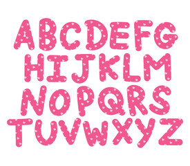 Pink a to z alphabet design with love pattern for project typography