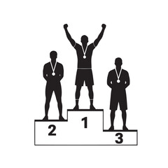 Vector silhouette of a champion on the podium