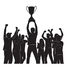 Vector silhouette of a person celebrating victory