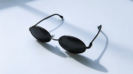 Sleek oval sunglasses with glossy black frame / 洗練された光沢感の楕円サングラス