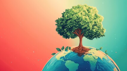 A Symbiotic World: The life-giving relationship between our planet and its arboreal friend, a harmonious composition of life, hope, and environment.