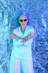 Mature woman Fashion Metallic backdrop