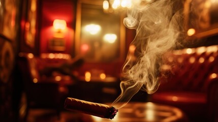 Smoking Cigar in a Luxurious Lounge