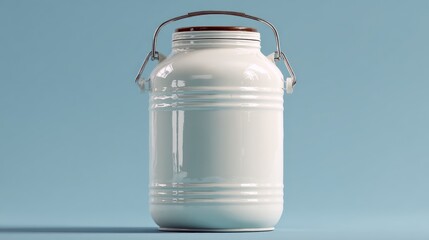 Elegant Vintage Milk Can in White, Classic Design and Pastel Background