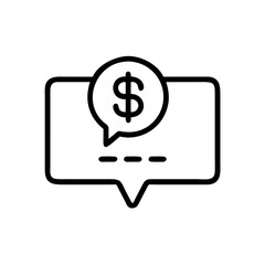 Obraz premium Dollar Chat Icon – Line Style Message Symbol with Currency Bubble