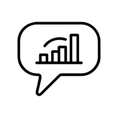 Business Analytics Chart Icon Inside Speech Bubble Outline Style