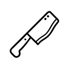 Butcher Cleaver Knife Icon in Minimal Outline Style for Kitchen Use