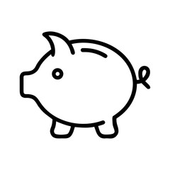 Piggy Bank Line Icon – Savings, Finance, and Money Saving Symbol