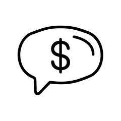 Dollar Chat Bubble Line Icon – Currency Message and Finance Communication Symbol
