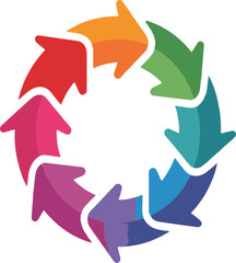 Colorful circular arrows representing process cycle flow or conceptual business infographic