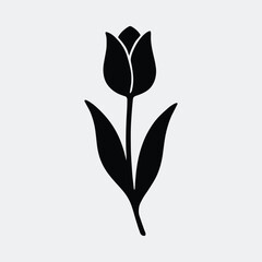Silhouette tulip flower simple black and white blossom vector illustration