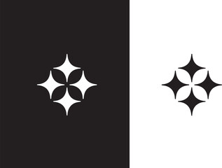 Four pointed star shape abstract design silhouette isolated on white background