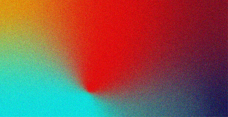 Gradient noise background with vivid colors blending from cyan to red, orange, and purple. Abstract digital art with a soft, grainy texture ideal for creative projects, web design.