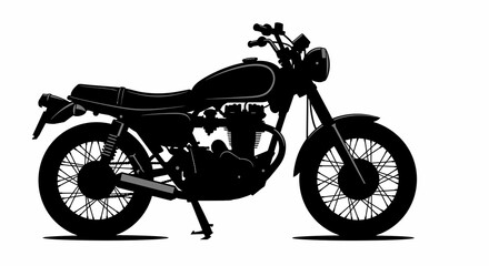 Fototapeta premium Classic Black Motorcycle Silhouette: Detailed Vector Illustration of a Vintage-Style Bike