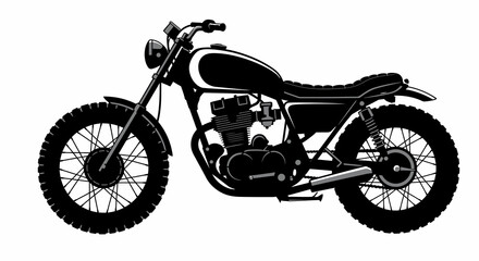 Obraz premium Classic Black and White Scrambler Motorcycle Illustration