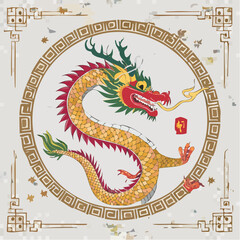 干支の辰の伝統的なベクター素材