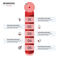 Infographic template. Dartboard with column and 5 steps