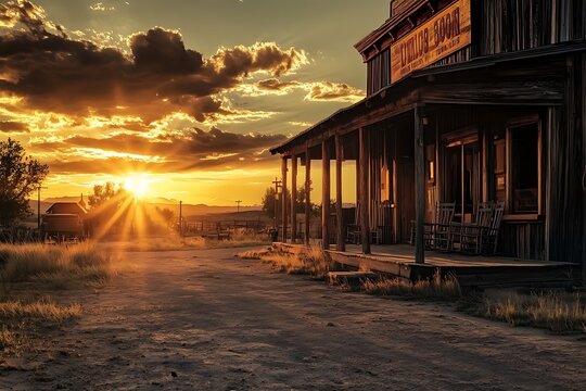 Sunset over Western Saloon.