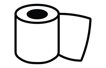 Toilet tissue paper icon. Toilet paper roll line solid icon simple illustration logo art
