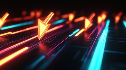 Neon Arrows on Abstract Digital Highway