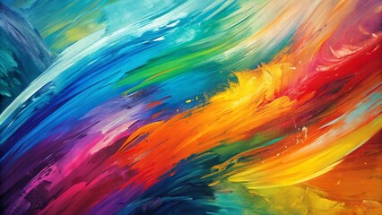 Abstract colorful vibrant paint brush strokes art background. Broad brushes, use of palette knife, dynamic, expressive, artistic, painterly pattern texture wallpaper backdrop
