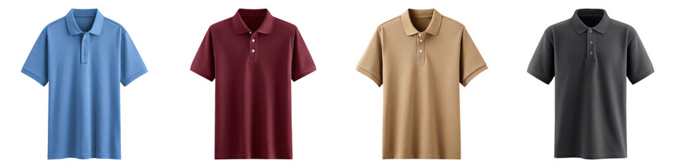 Cotton polo shirt blue, burgundy, beige, and black colors, casual short sleeve tops with collar and buttons for timeless wear