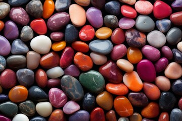 Assorted smooth stones showcasing a variety of vivid colors and textures