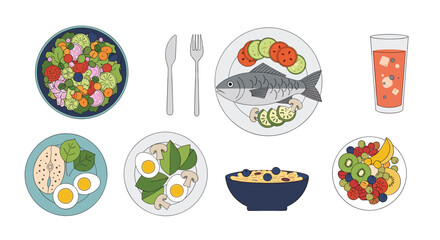 Healthy food variety delicious meals fresh ingredients nourishing diet options