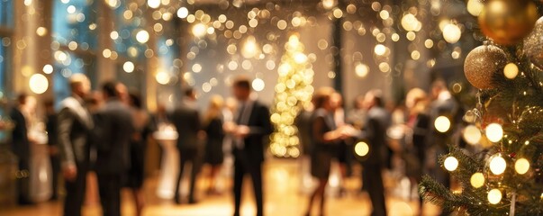 blurred shining background business people at christmas party