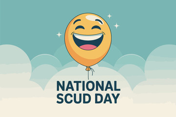 National SCUD Day Smiling Balloon Character with Light Beam Background