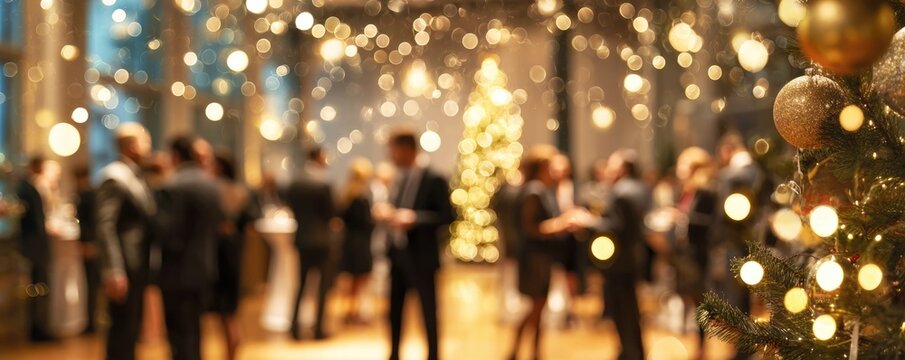 blurred shining background business people at christmas party