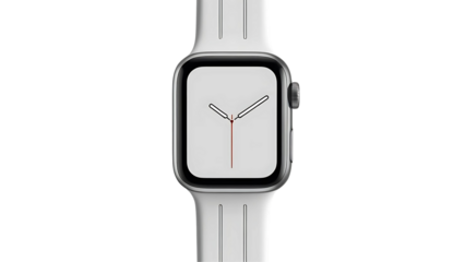 Smart watch with white band isolated on transparent background