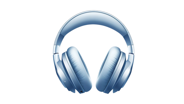 Blue wireless headphones isolated on transparent background
