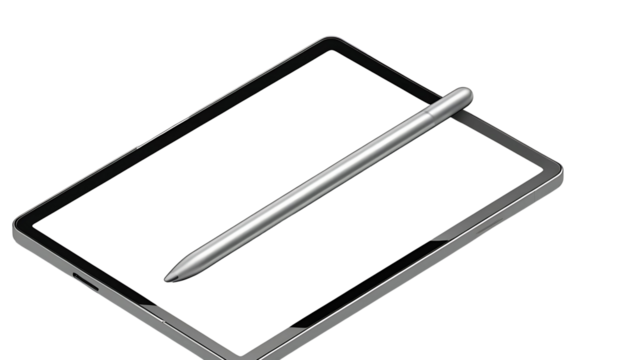 Tablet and digital pen isolated on transparent background