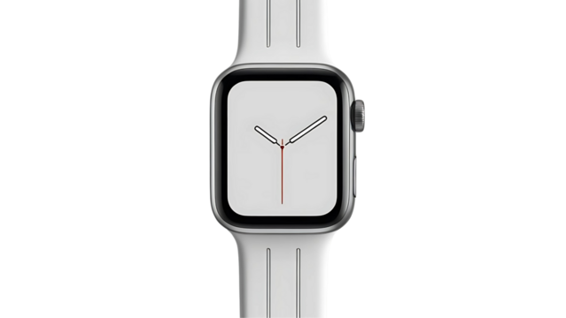 Smart watch with white band isolated on transparent background