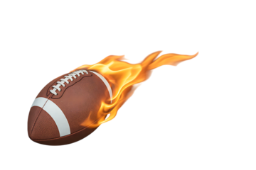 American football in flames isolated on transparent background