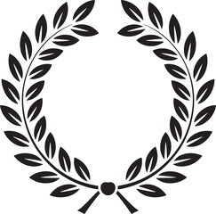 Obraz premium Classic laurel wreath emblem with ribbon detail isolated on white background silhouette