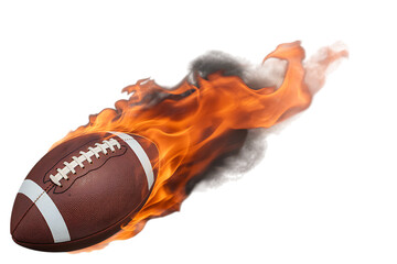American football in flames isolated on transparent background