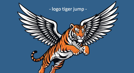 Majestic Orange Tiger with Large White Wings in Mid-Leap