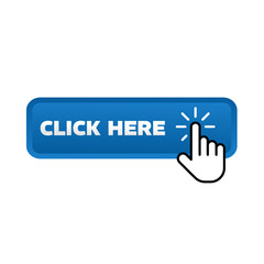 Click here, blue rectangular 3D button - vector illustration	